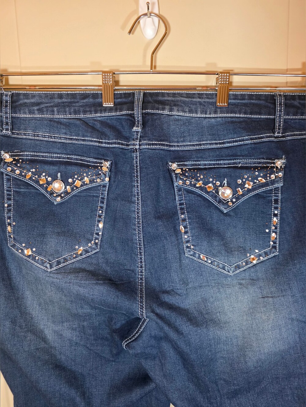 Csto Dark Embellished Denim Capri Jeans 24W Girls Night Out Y2K Style - Picture 9 of 14